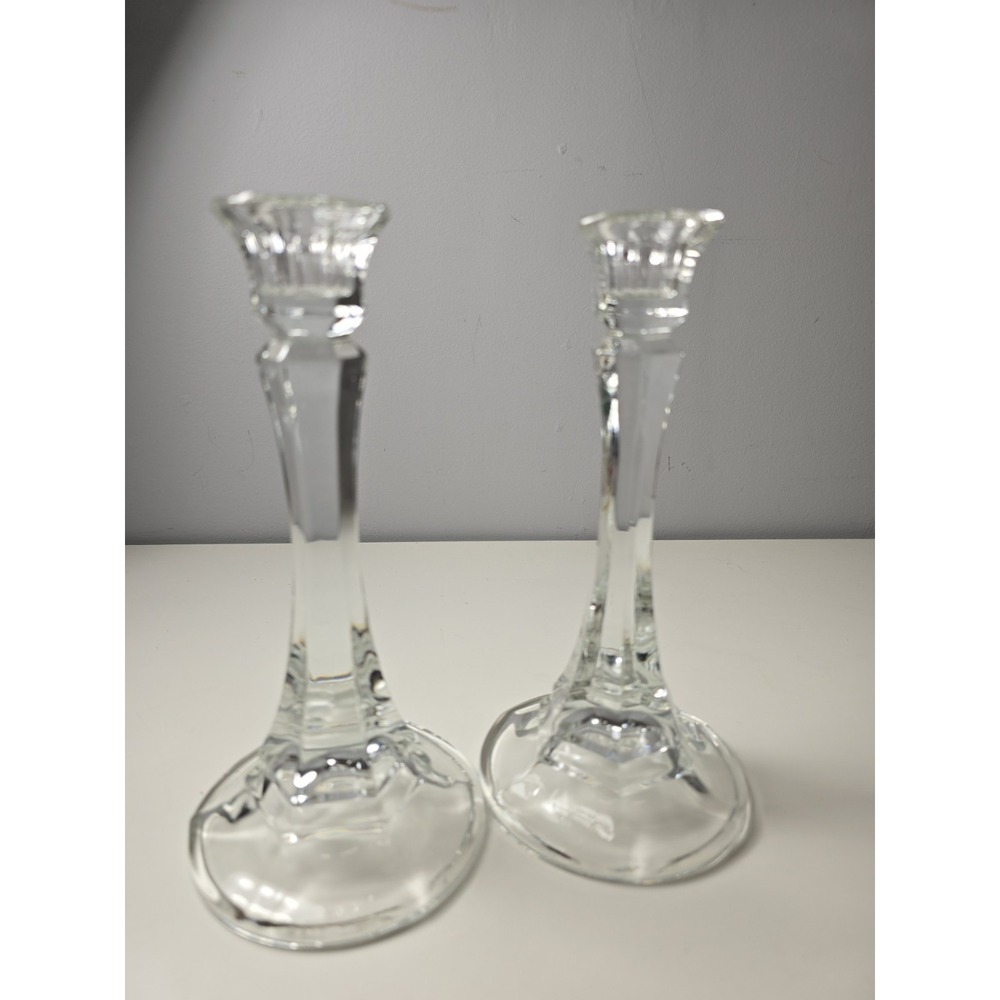 2 Crystal Candle Stick Holders 8" Tall‎ Clear Elegant Dining Home Decor Holiday
